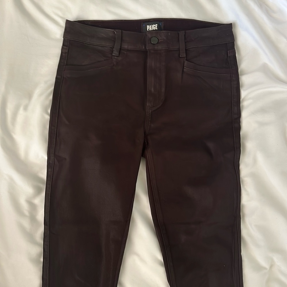 Paige Hoxton High-Rise Coated Skinny Jeans Purple